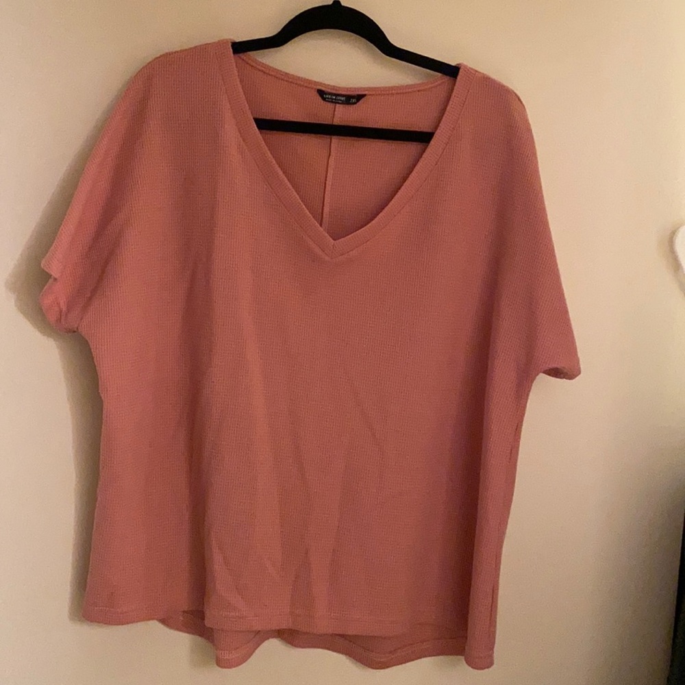 SHEIN V-neck t shirt. Pink. New without tags, only tried on. Size 2xl.